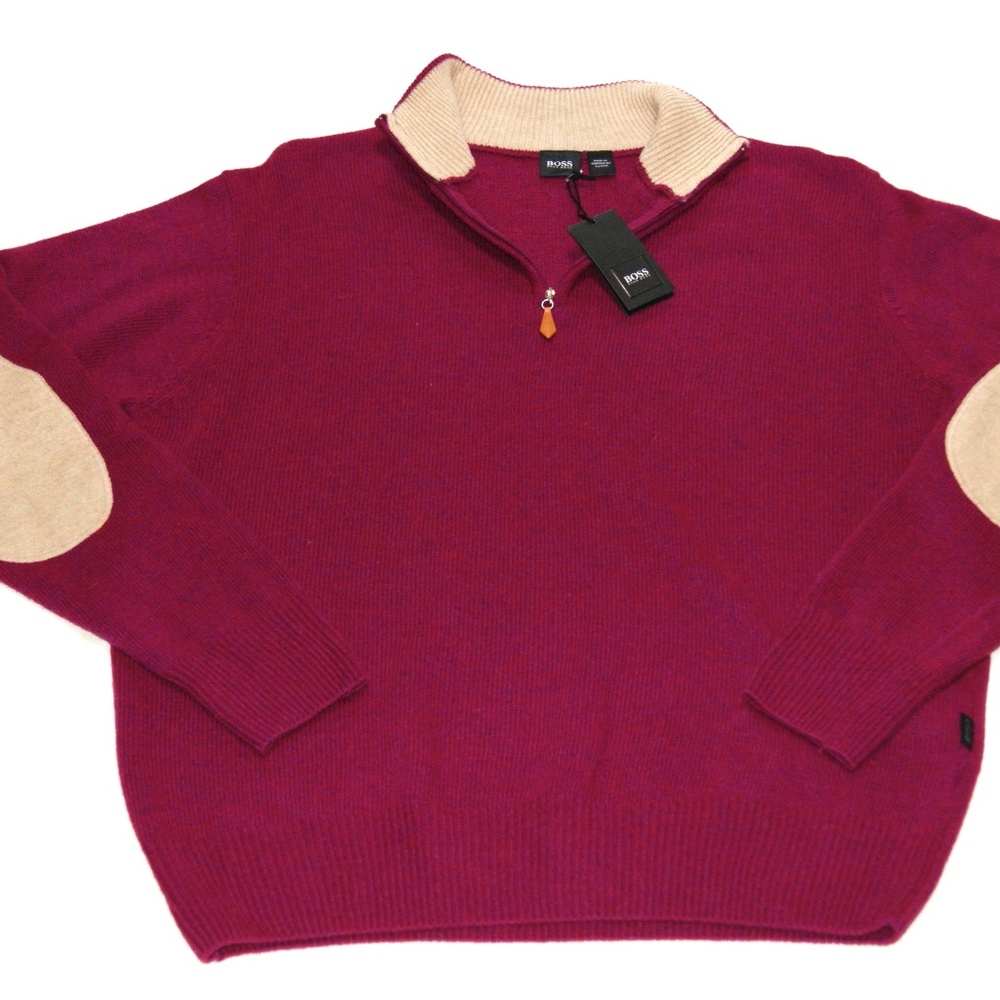 Hugo Boss Sweater Half Zip Wool Red Pullover